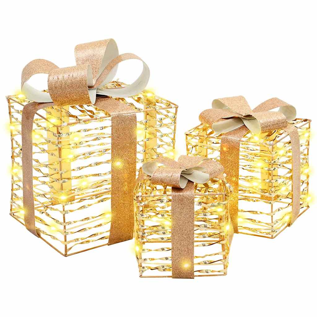 Geschenkbox mit 60 LEDs 3 pcs Warmweiß 20 x 20 x 20 cm PET