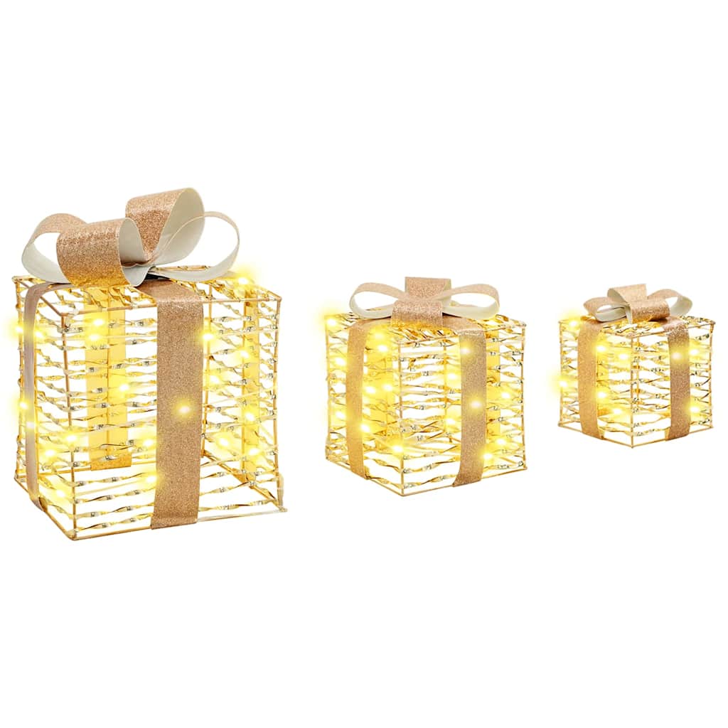 Geschenkbox mit 60 LEDs 3 pcs Warmweiß 20 x 20 x 20 cm PET