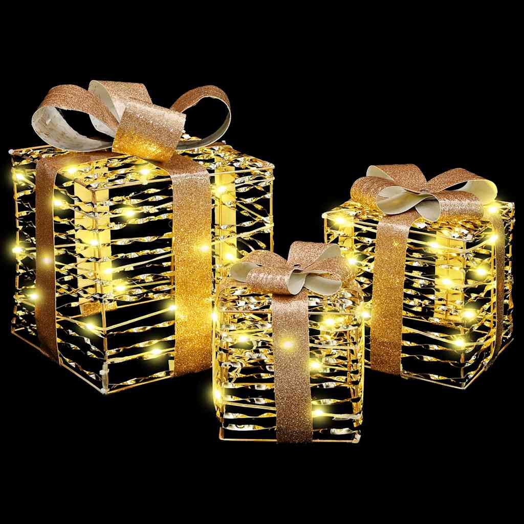 Geschenkbox mit 60 LEDs 3 pcs Warmweiß 20 x 20 x 20 cm PET
