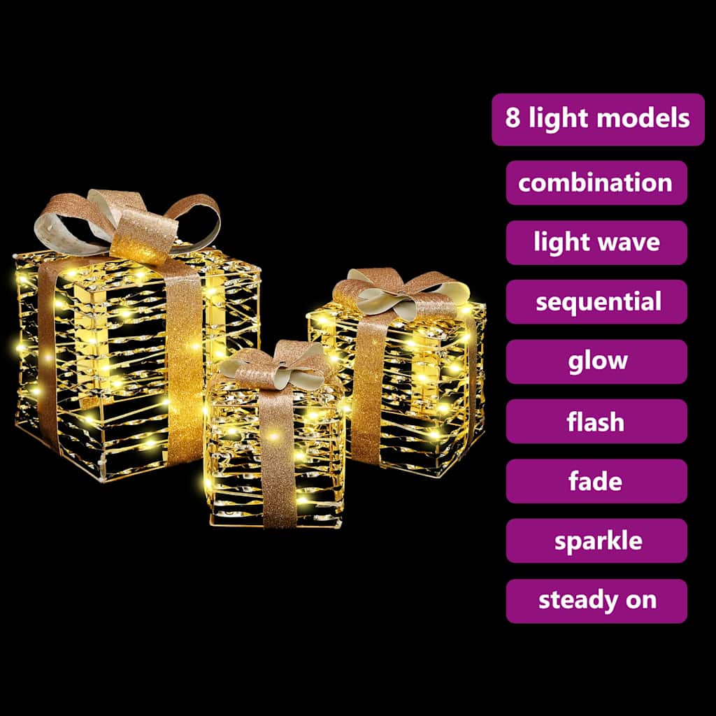 Geschenkbox mit 60 LEDs 3 pcs Warmweiß 20 x 20 x 20 cm PET