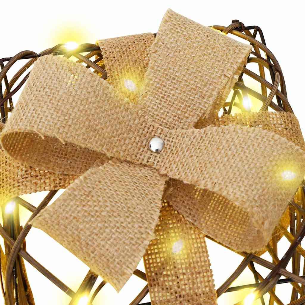Geschenkbox mit 60 LEDs 3 pcs Warmweiß 20 x 20 x 20 cm Rattan