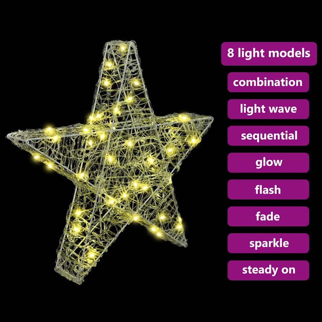 3D Stern mit 50 LEDs Warmweiß 55 x 53,5 x 10 cm Acryl