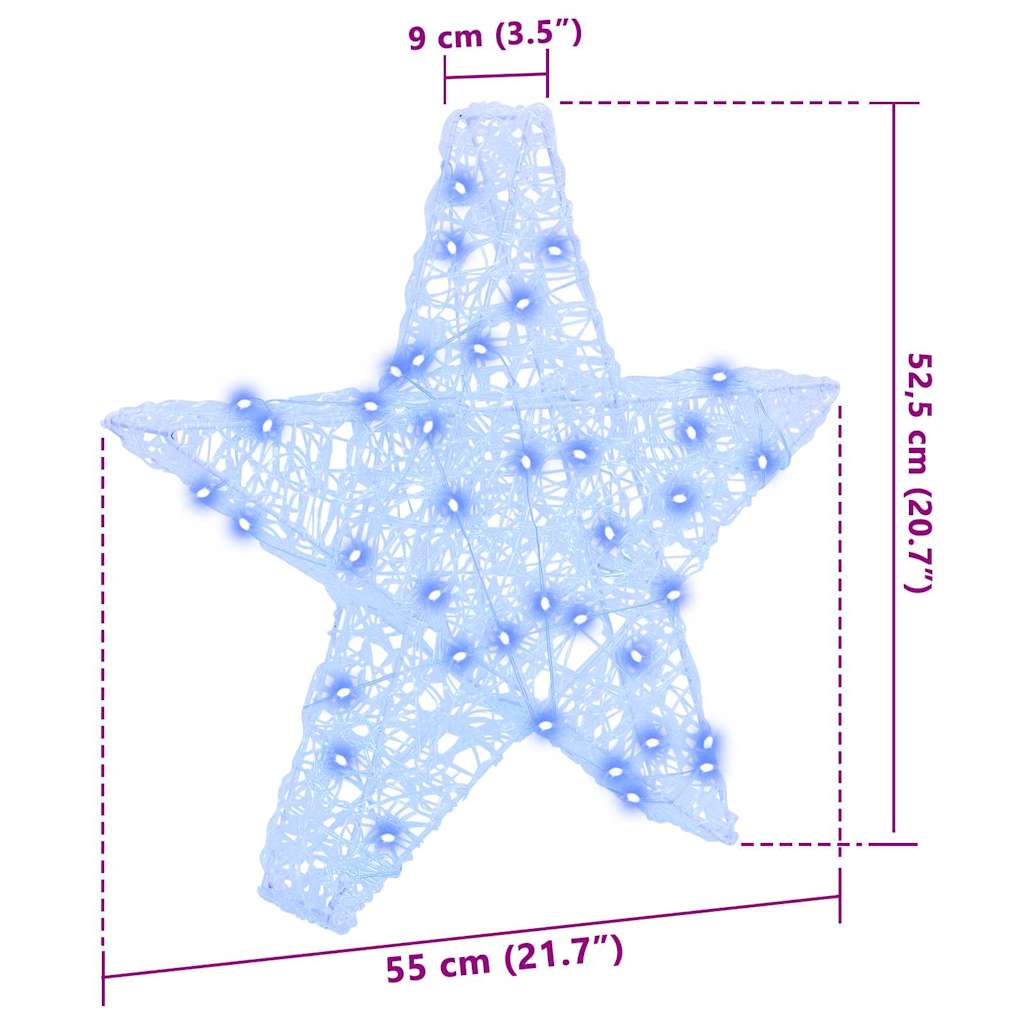 3D Stern mit 50 LEDs Blau 55 x 53,5 x 10 cm Acryl