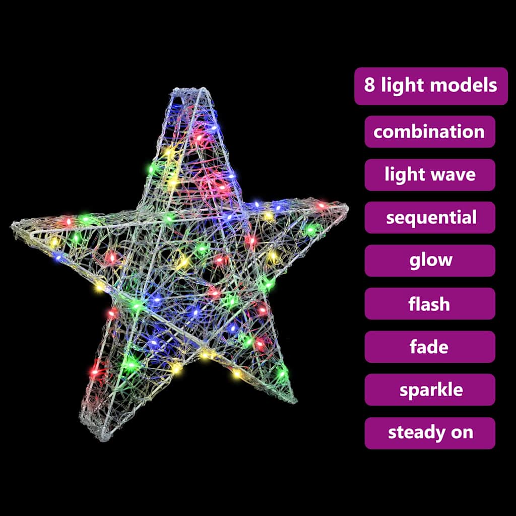 3D Stern mit 50 LEDs Mehrfarbig 55 x 53,5 x 10 cm Acryl