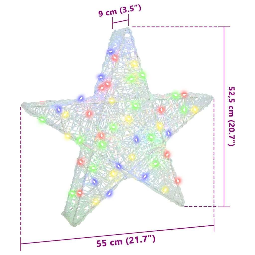 3D Stern mit 50 LEDs Mehrfarbig 55 x 53,5 x 10 cm Acryl