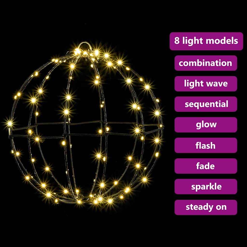 Ball mit 192 LEDs 2 pcs Warmweiß 30 cm Metall