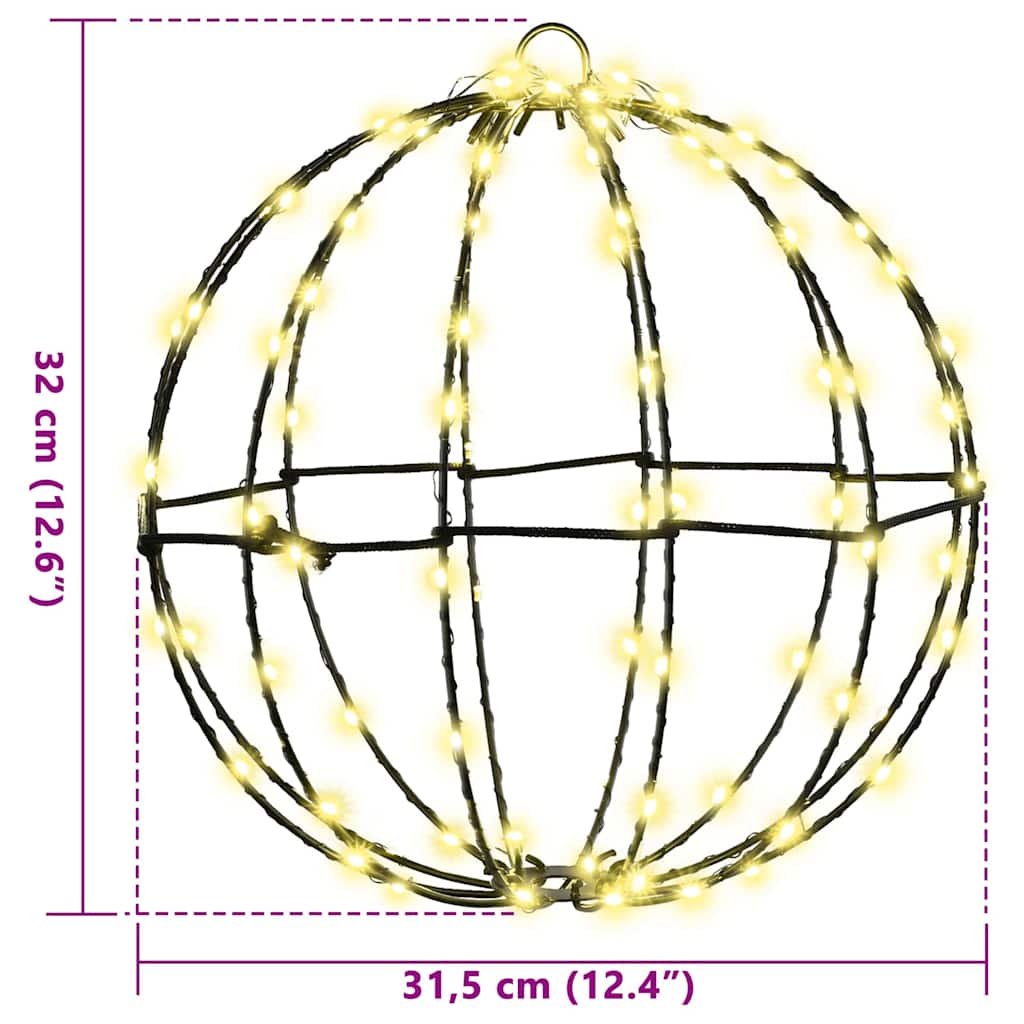 Ball mit 192 LEDs 2 pcs Warmweiß 30 cm Metall