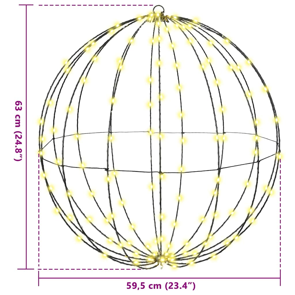 Ball mit 384 LEDs 2 pcs Warmweiß 60 cm Metall