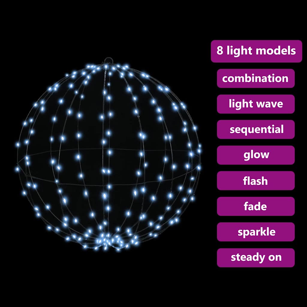 Ball mit 192 LEDs Kaltweiß 60 cm Metall