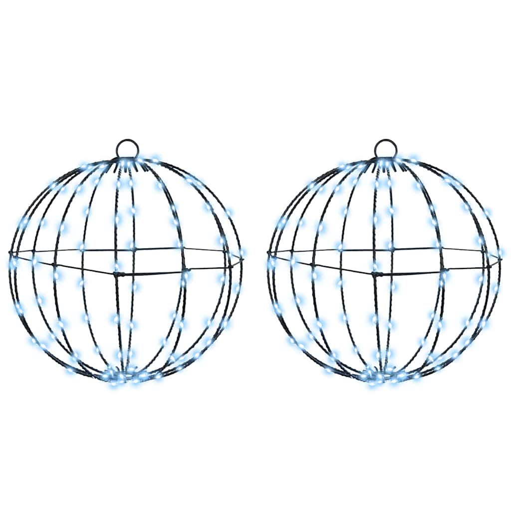 Ball mit 192 LEDs 2 pcs Kaltweiß 30 cm Metall