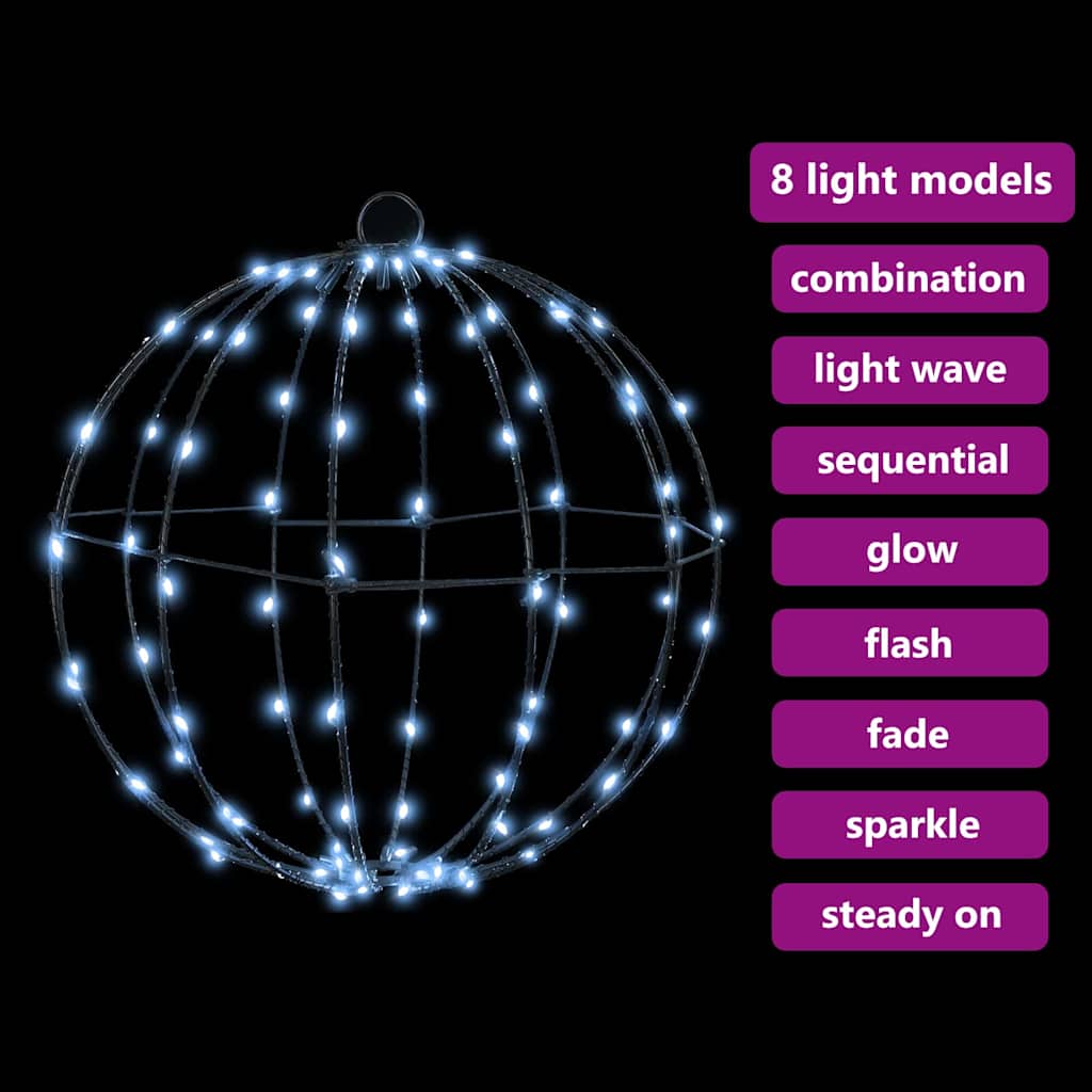 Ball mit 192 LEDs 2 pcs Kaltweiß 30 cm Metall