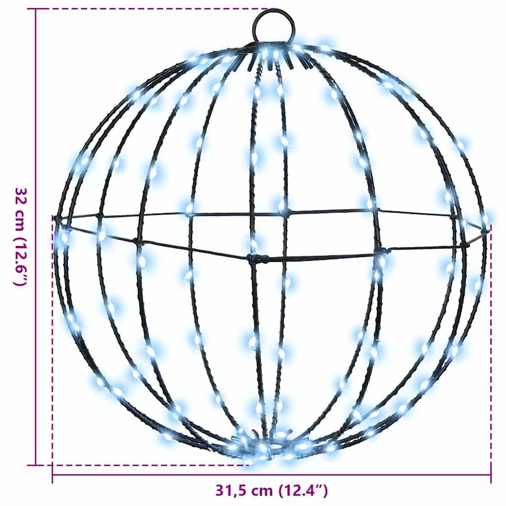 Ball mit 192 LEDs 2 pcs Kaltweiß 30 cm Metall