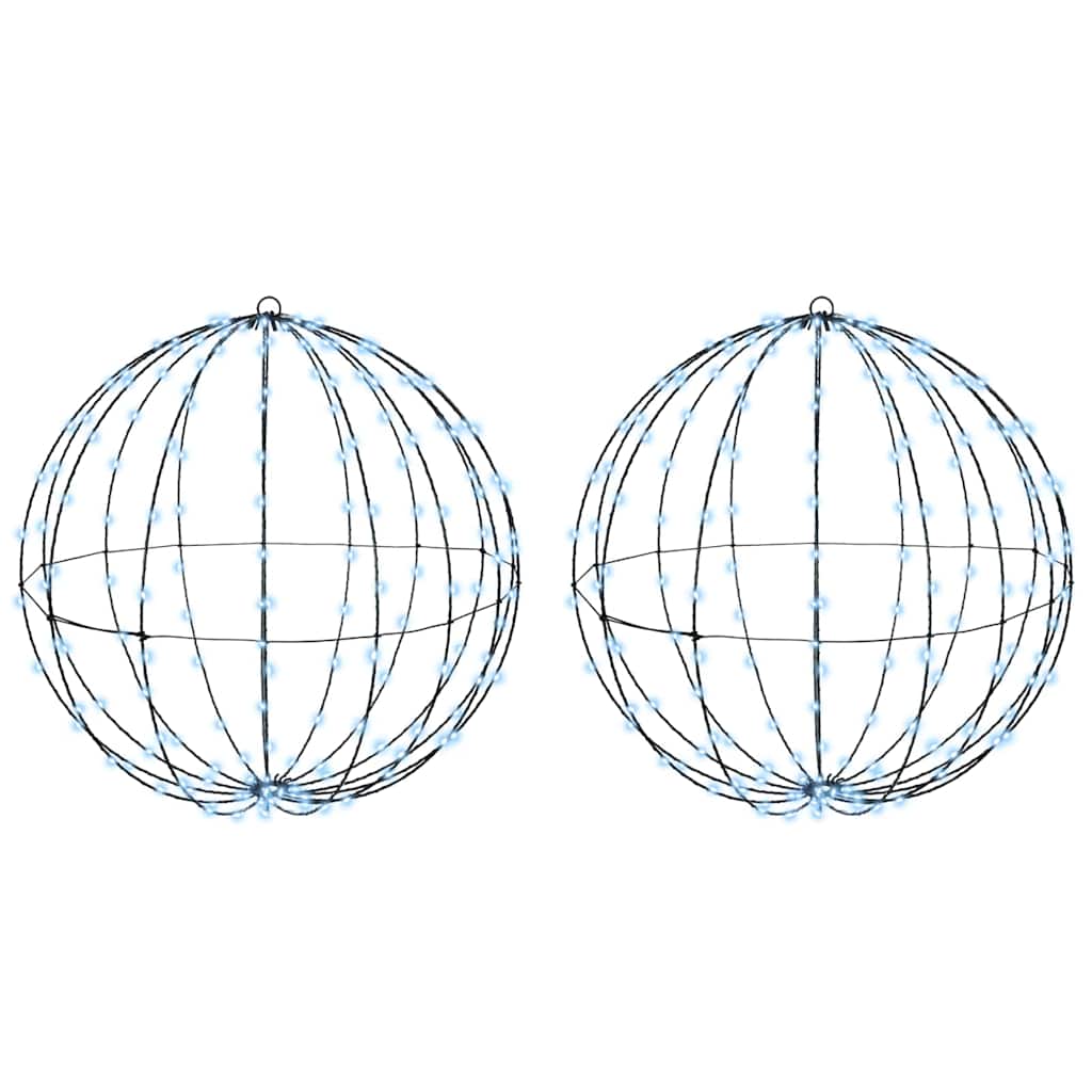 Ball mit 384 LEDs 2 pcs Kaltweiß 60 cm Metall