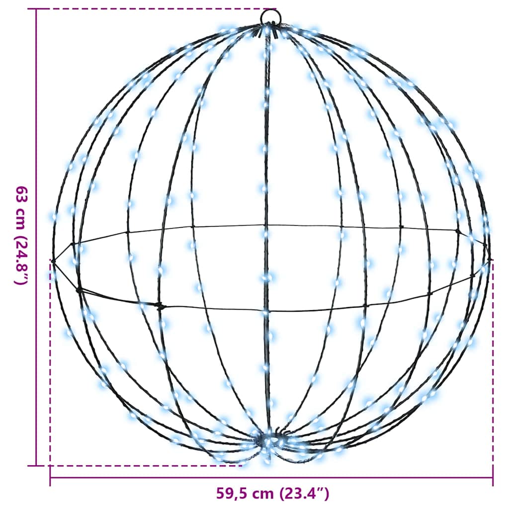 Ball mit 384 LEDs 2 pcs Kaltweiß 60 cm Metall