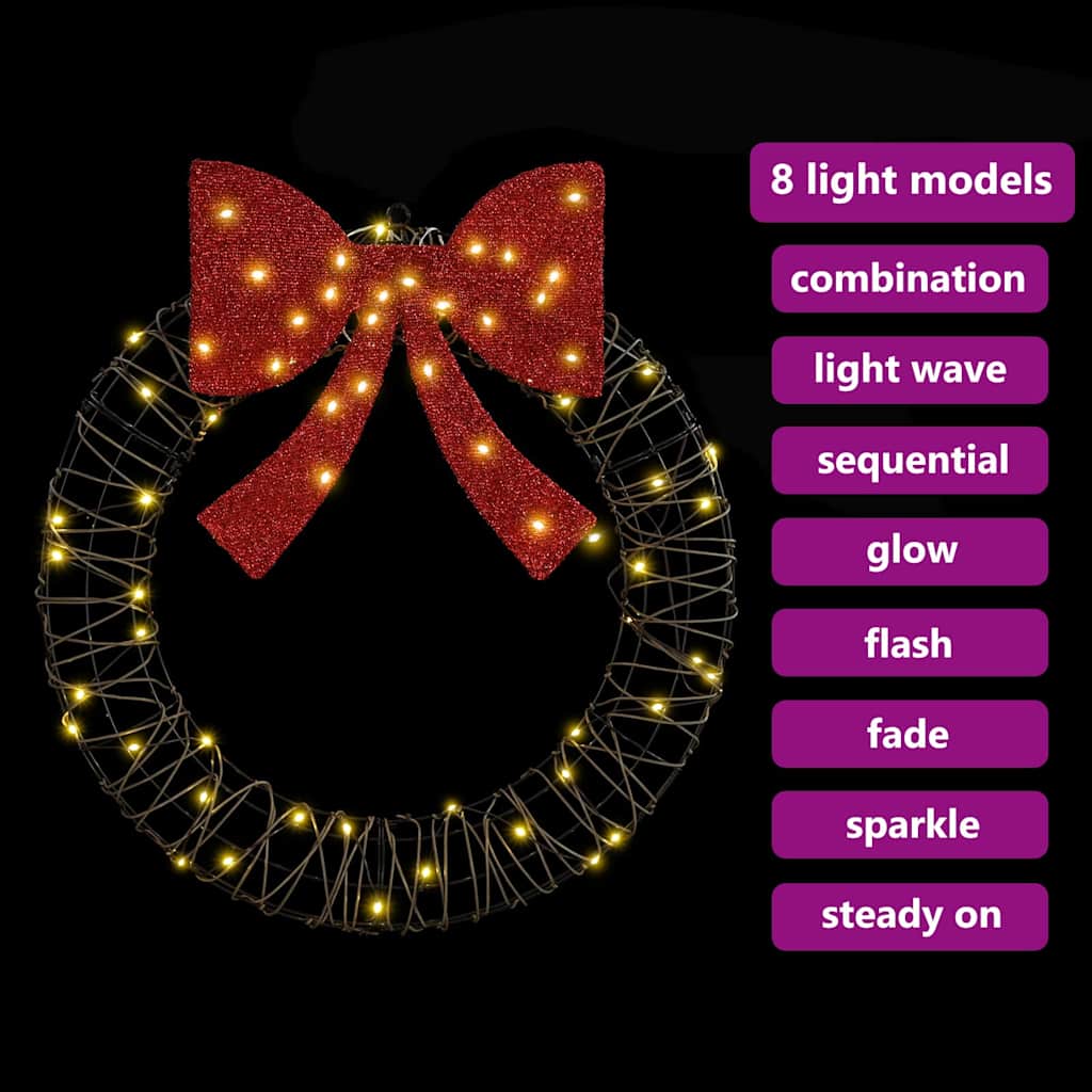 Kranz mit 60 LEDs Warmweiß 75 cm Rattan