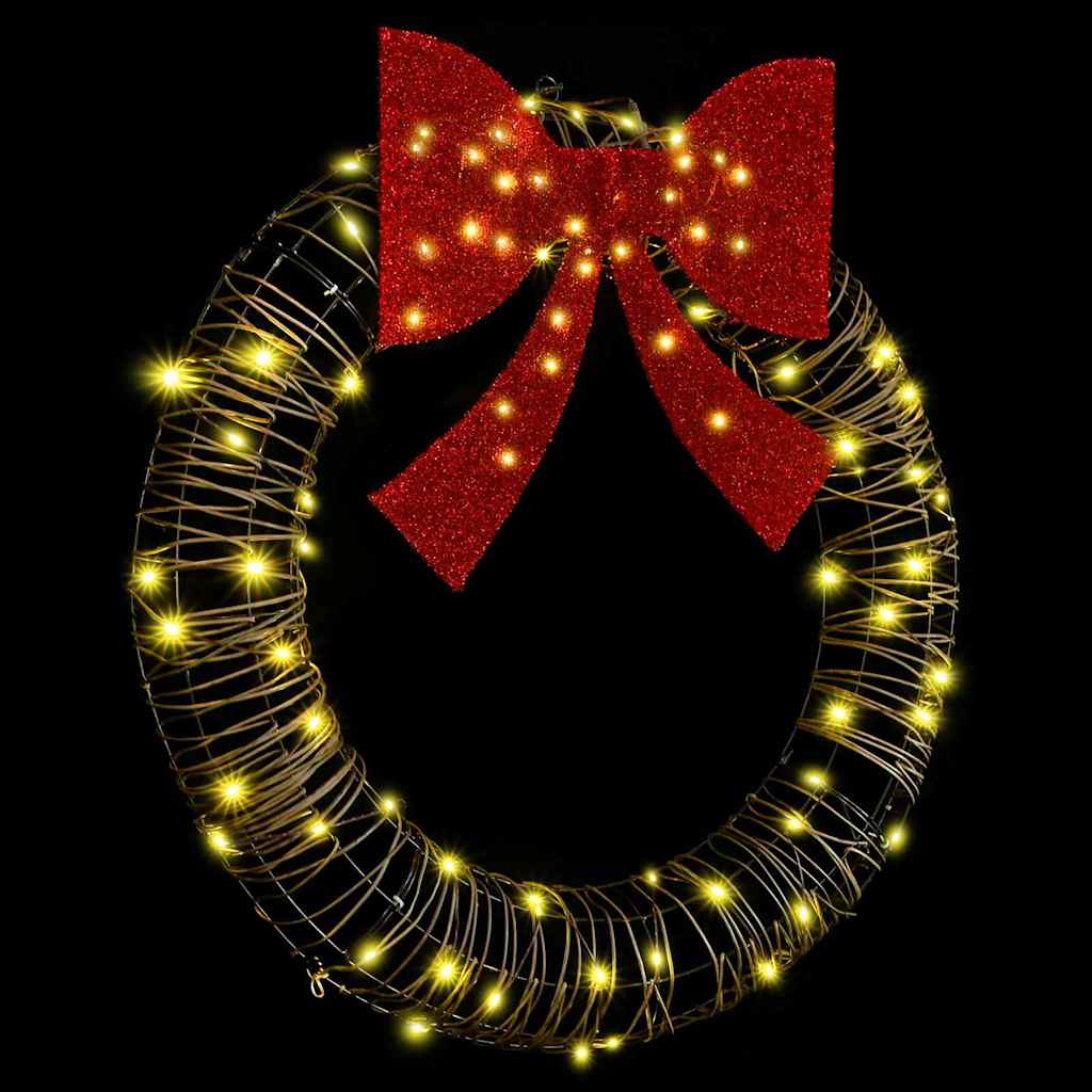Kranz mit 80 LEDs Warmweiß 90 cm Rattan