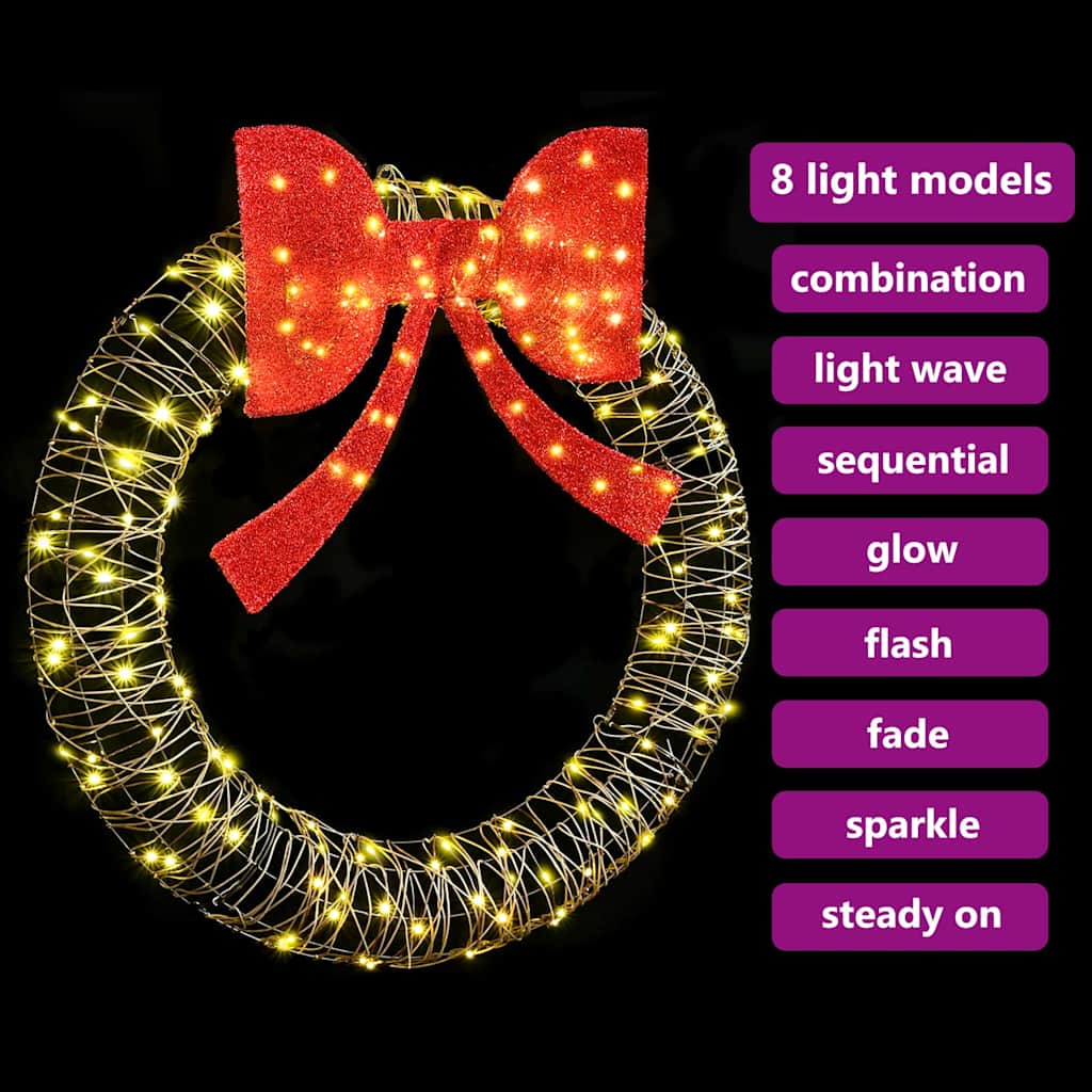 Kranz mit 150 LEDs Warmweiß 120 cm Rattan