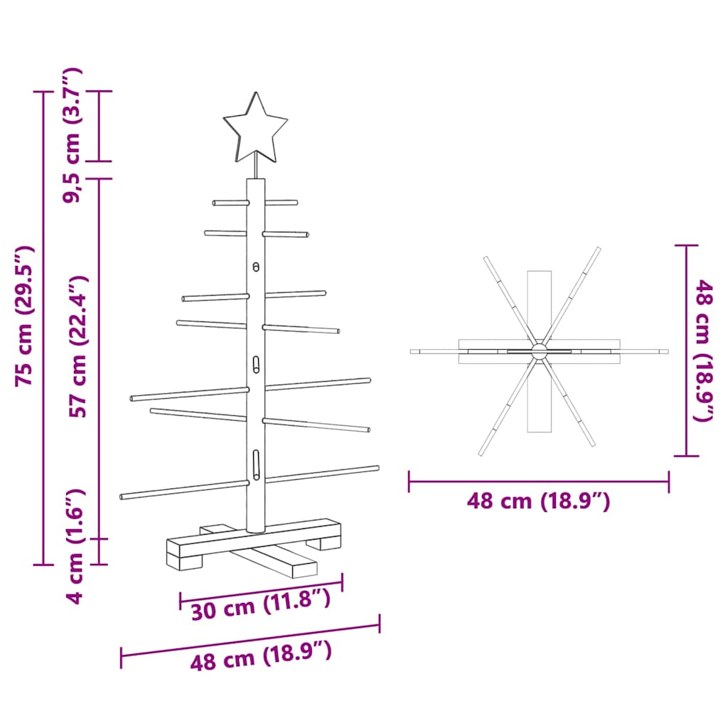 Holz Weihnachtsbaum mit Ständer Braun 75 cm Bambus