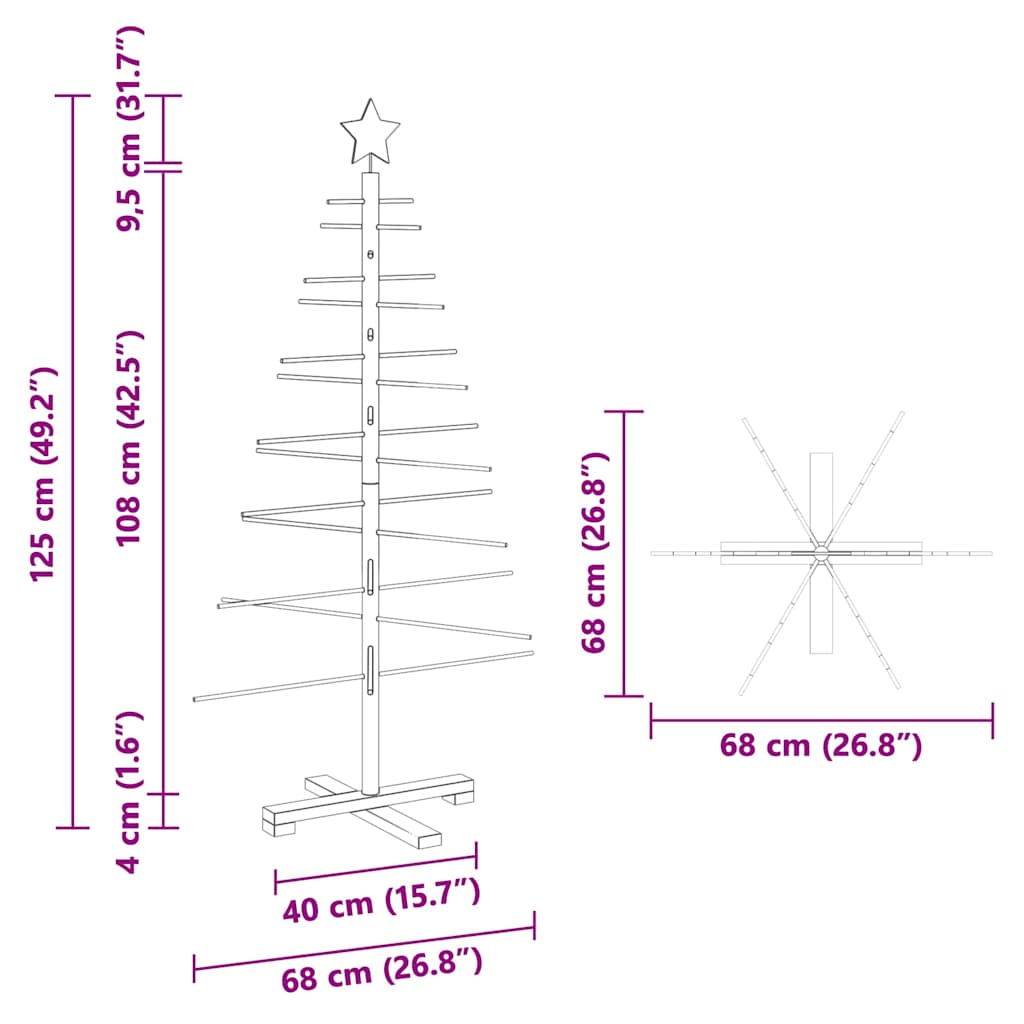 Holz Weihnachtsbaum mit Ständer Braun 125 cm Bambus
