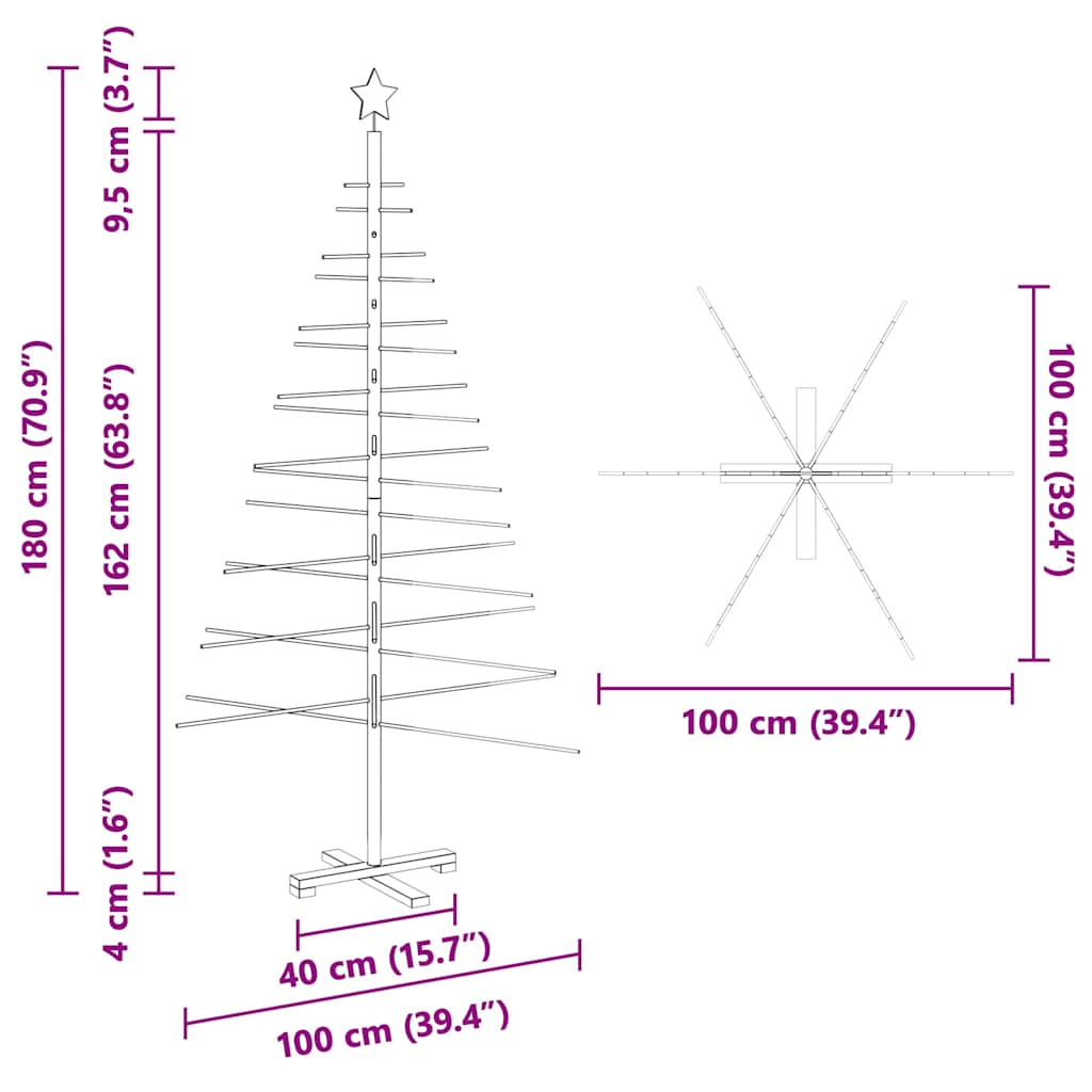 Holz Weihnachtsbaum mit Ständer Braun 180 cm Bambus