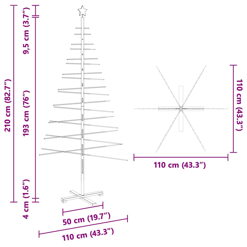 Holz Weihnachtsbaum mit Ständer Braun 210 cm Bambus