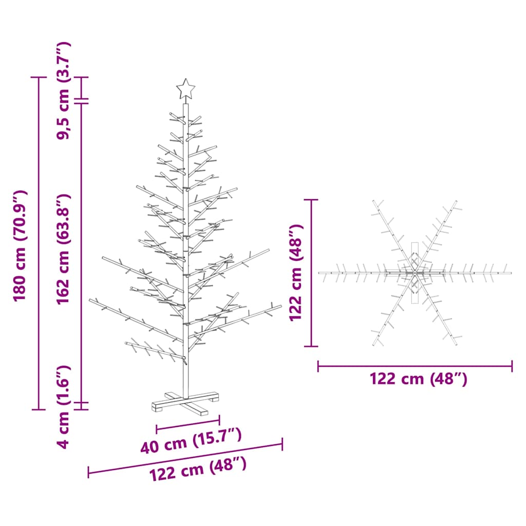 Holz Weihnachtsbaum mit Ständer Natur 180 cm Massivholz Kiefer