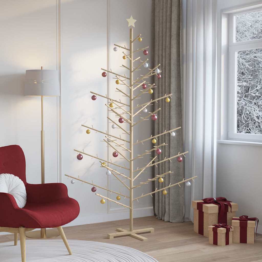 Holz Weihnachtsbaum mit Ständer Natur 210 cm Massivholz Kiefer